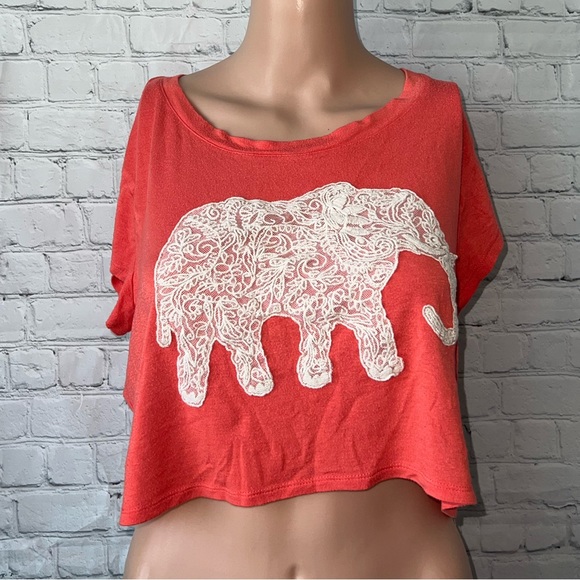 Xhilaration Tops - xhilaration orange & cream elephant crop top size S